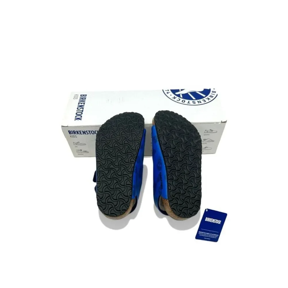Birkenstock Milano Kids Sandals Size 28 EU 10-10.5 Royal Blue Skull Buckle